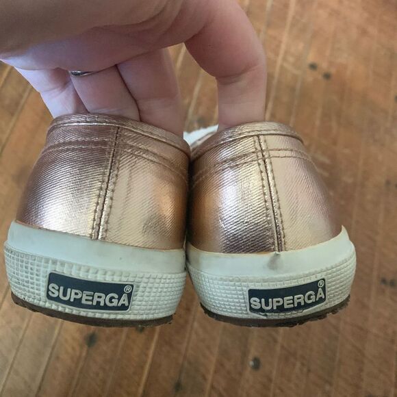 Superga rose gold lace up royalcore Princess Kate style US10 sneakers - Picture 5 of 7
